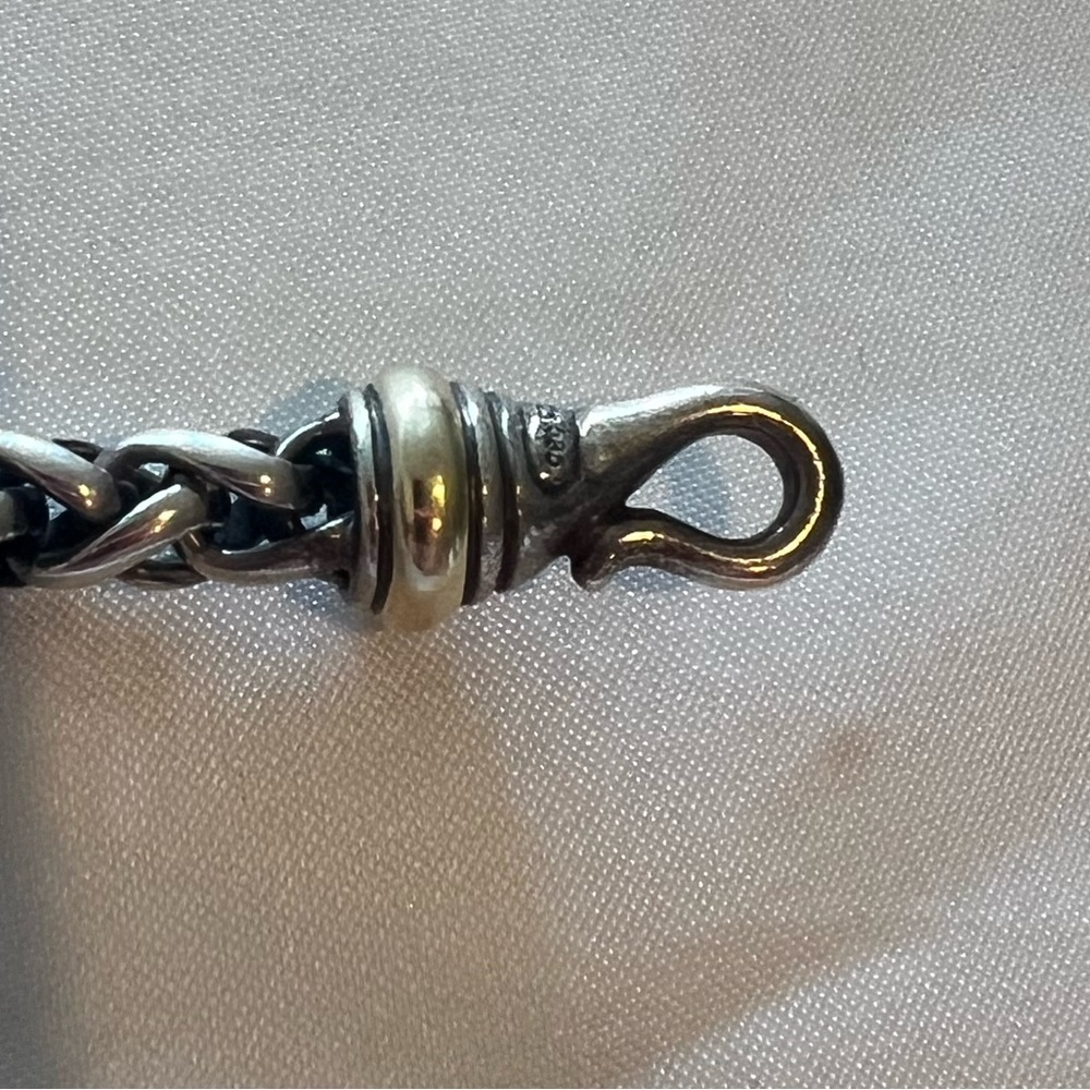 David Yurman 6mm Wheat Chain Bracelet, 925 silver & 585 14k gold. 25g. - Picture 4 of 12